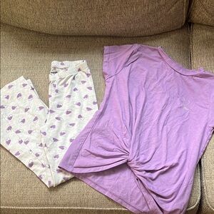 DKNY girls set with short sleeve twist top and bell bottoms